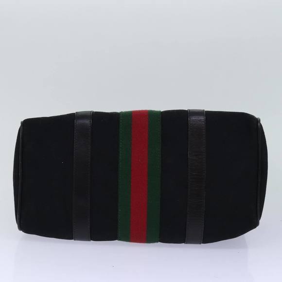 GUCCI GG Canvas Web Sherry Line Boston Bag Black Red Gold 010 378 Auth 84562 - Picture 5 of 16